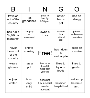 SPECIAL NEEDS PRE-K Bingo Card