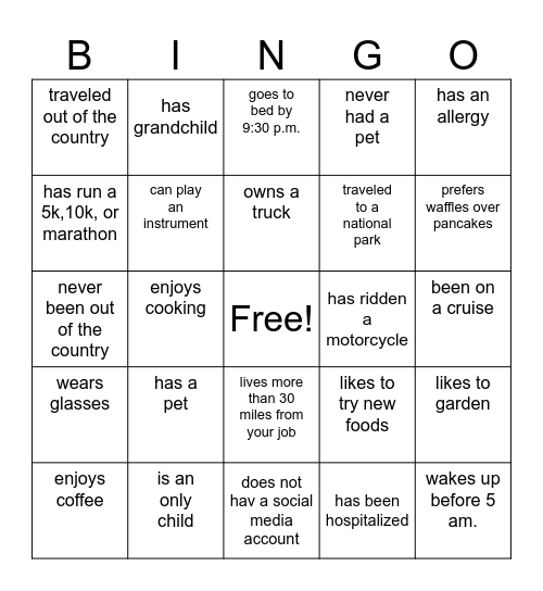 SPECIAL NEEDS PRE-K Bingo Card