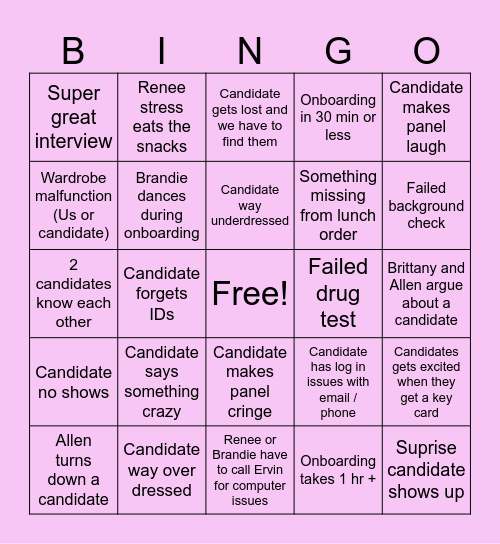 SOC Hiring Event 2/29/24 Bingo Card