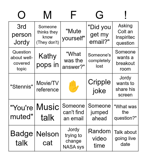Training Days Bingo Card