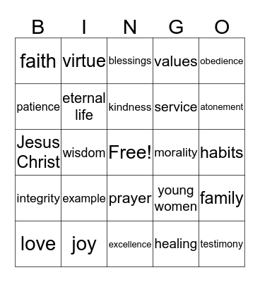 General conference bingo Card