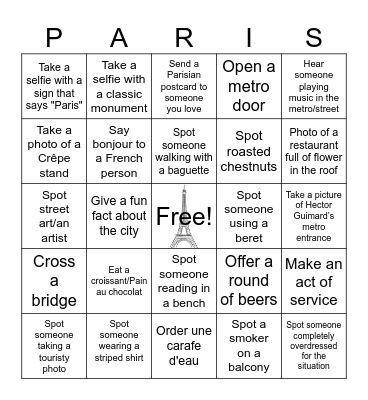 Le Super Paris Reunion Bingo Card