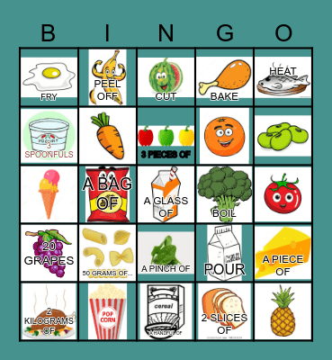 Food Bingo Card