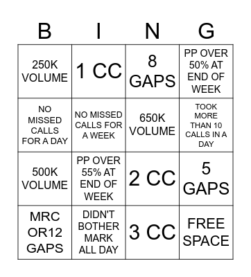 BING Bingo Card