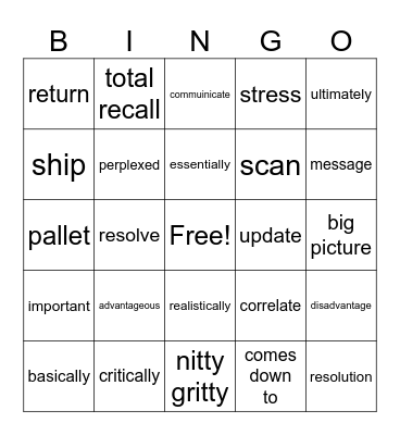 things we say Bingo Card