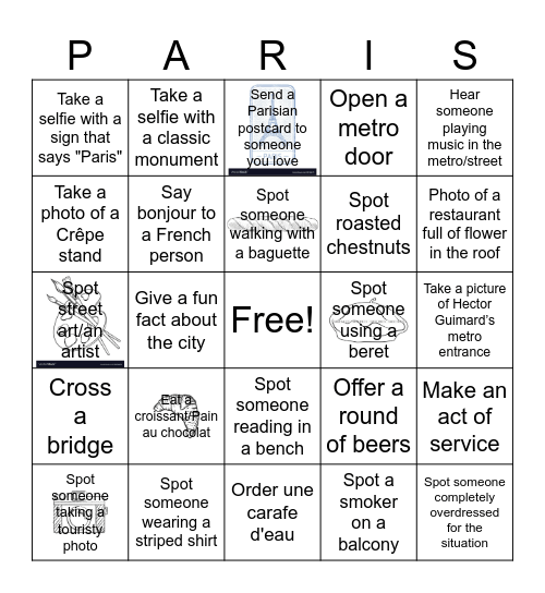 Le Super Paris Reunion Bingo Card