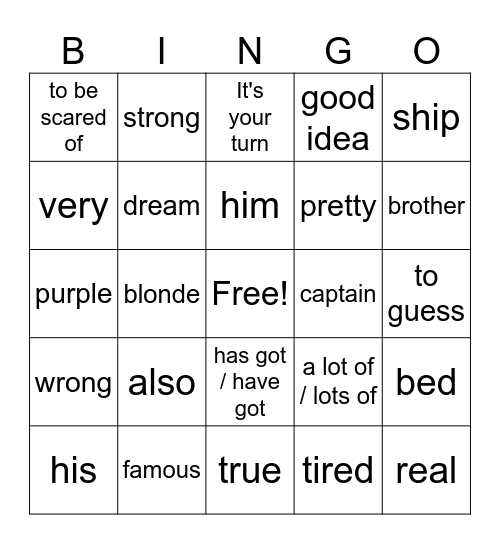 More 1 new Unit 3 vocab Bingo Card