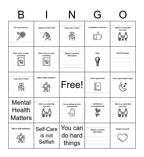 My Coping Skills Bingo Card