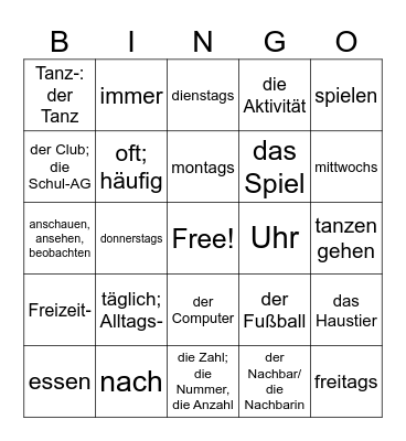 5b - Unit 3 (p.238) Bingo Card