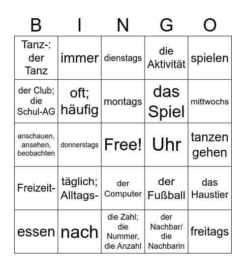 5b - Unit 3 (p.238) Bingo Card