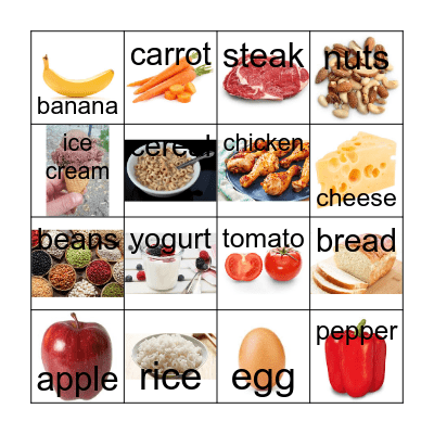 Food Bingo Card