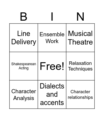 Spotlight Skills Bingo Card