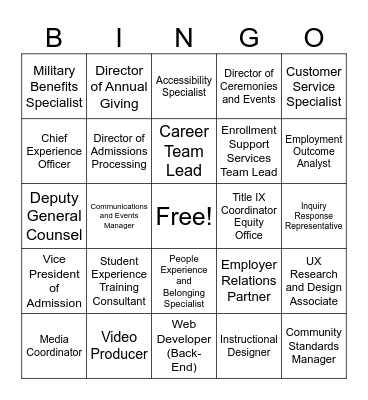 Teams and Titles Bingo Card