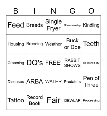 4H HOP TO IT BINGO Card