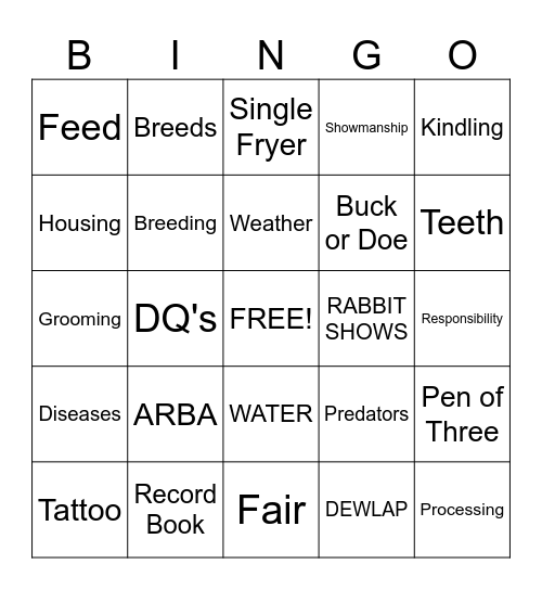 4H HOP TO IT BINGO Card