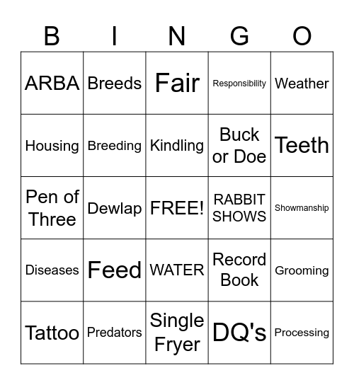 4H HOP TO IT BINGO Card