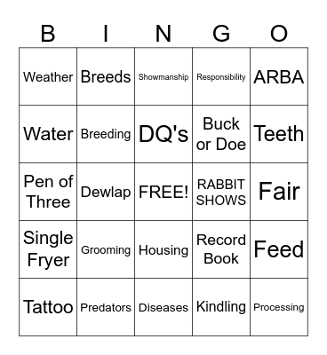 4H HOP TO IT BINGO Card