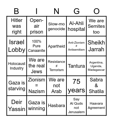 Balestine Bingo Card