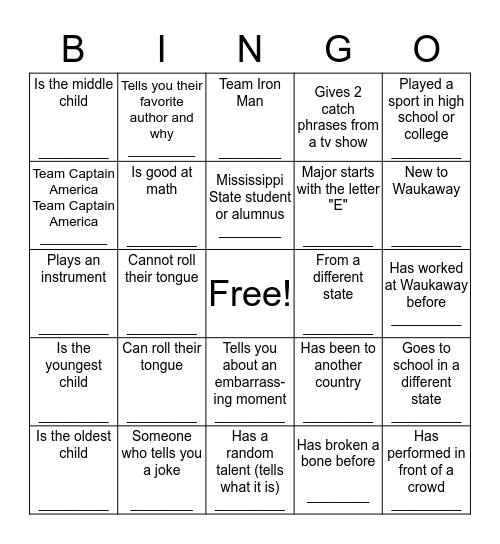 Find someone who... Bingo Card