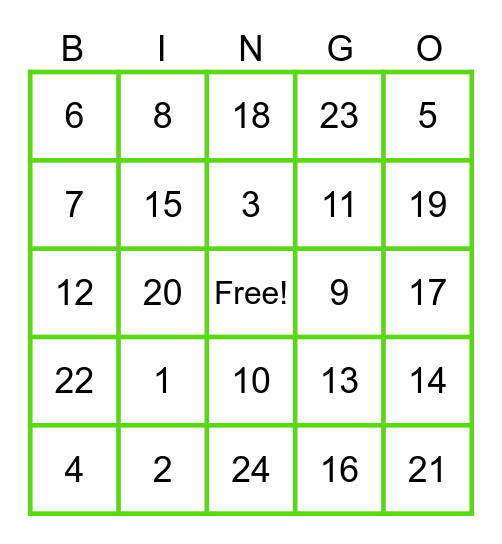 LOS NUMEROS Bingo Card