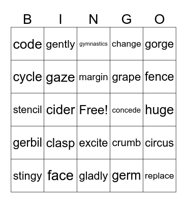 Sounds of C & G Bingo Card