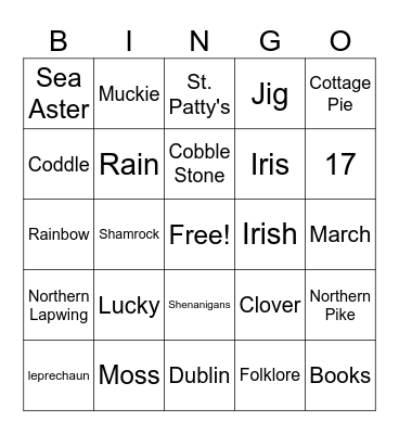 St. Pattrick's Day Bingo Card