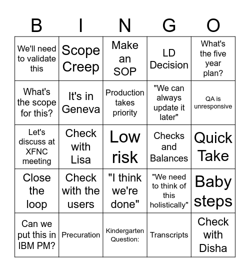 CGRD Bingo Card