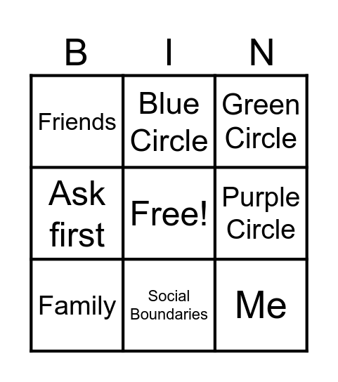 Circles Bingo Card