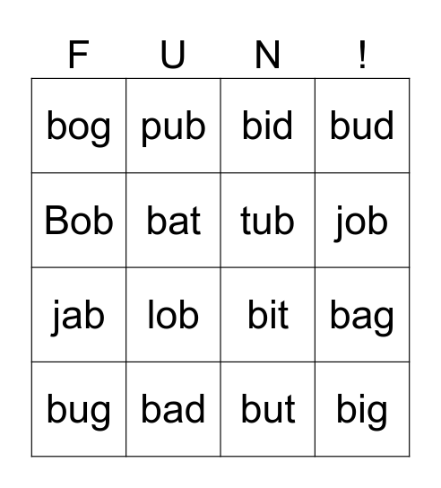 b bingo Card