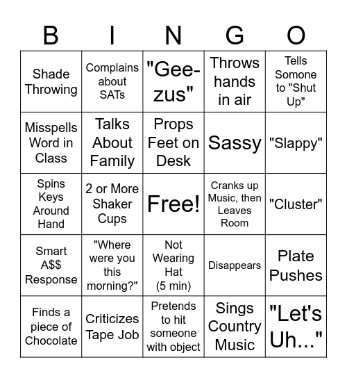 Dustin Bingo Card