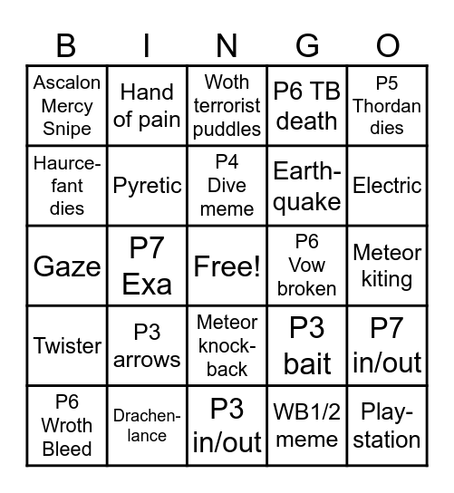 DSR Bingo Card