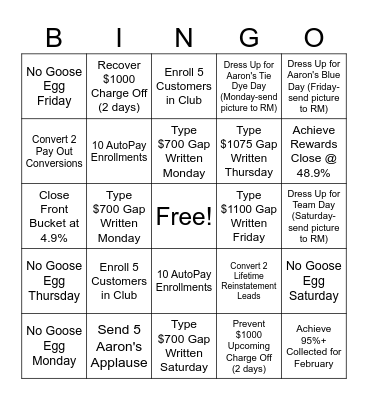 RING THE BELL BINGO Card