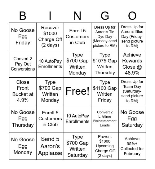 RING THE BELL BINGO Card