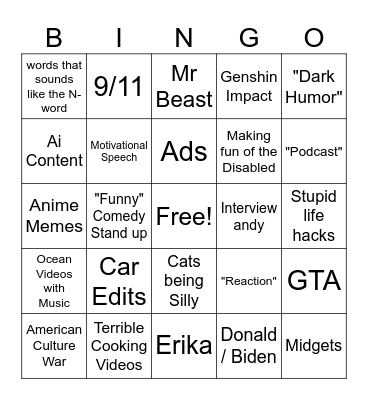 Instagram Bingo Card
