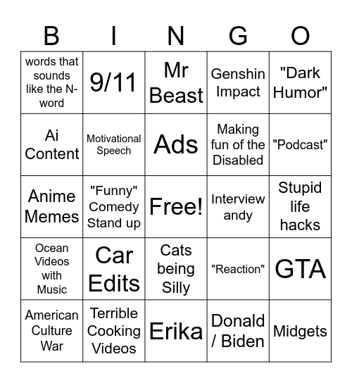 Instagram Bingo Card