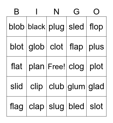 L-Blend Bingo Card