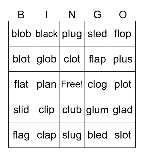 L-Blend Bingo Card