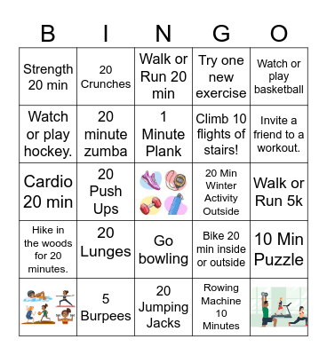 March Madness Fitness Bingo Card