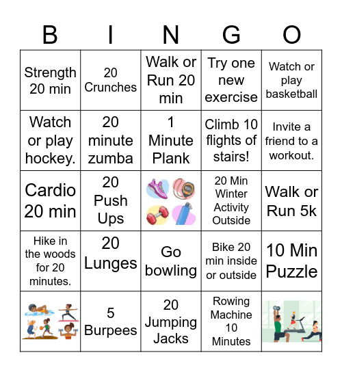 March Madness Fitness Bingo Card