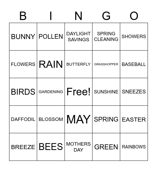 SPRING BINGO Card