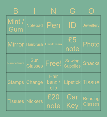 Bag Bingo Card