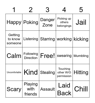 A 5 Against The Law #1 Bingo Card