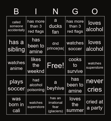 slip dress soirée Bingo Card