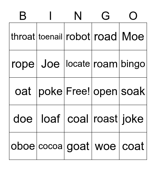 oe vs. oa vs. o_e Bingo Card