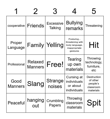 A5 #2 Bingo Card