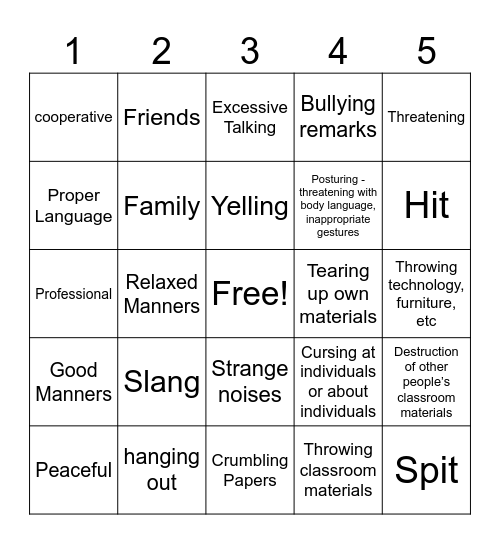 A5 #2 Bingo Card