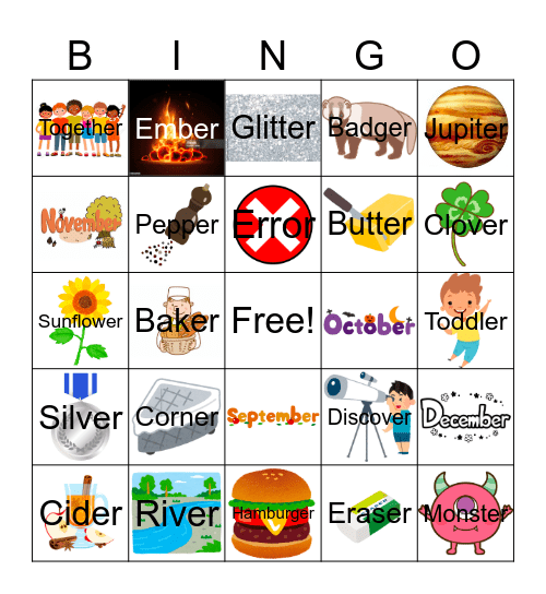 Final /ɚ/ Bingo Card