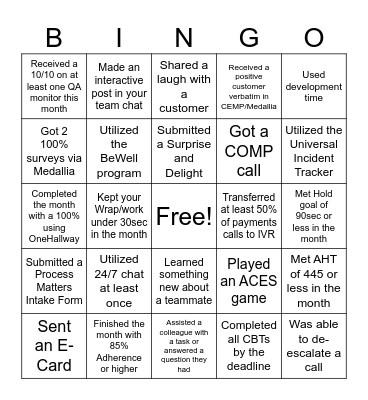 ACES BINGO Card