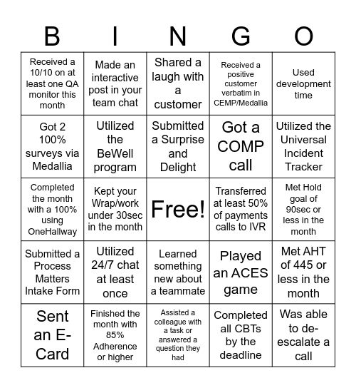 ACES BINGO Card