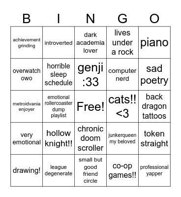 Stormy's personality Bingo Card